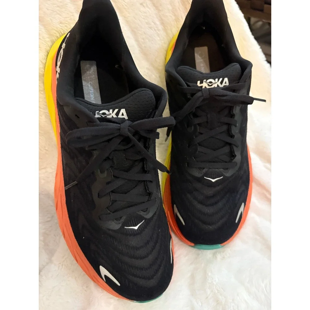 Hoka One One Clifton11 Arahi 6 Mens Running Shoes Black Flame Orange Yelloze 9D